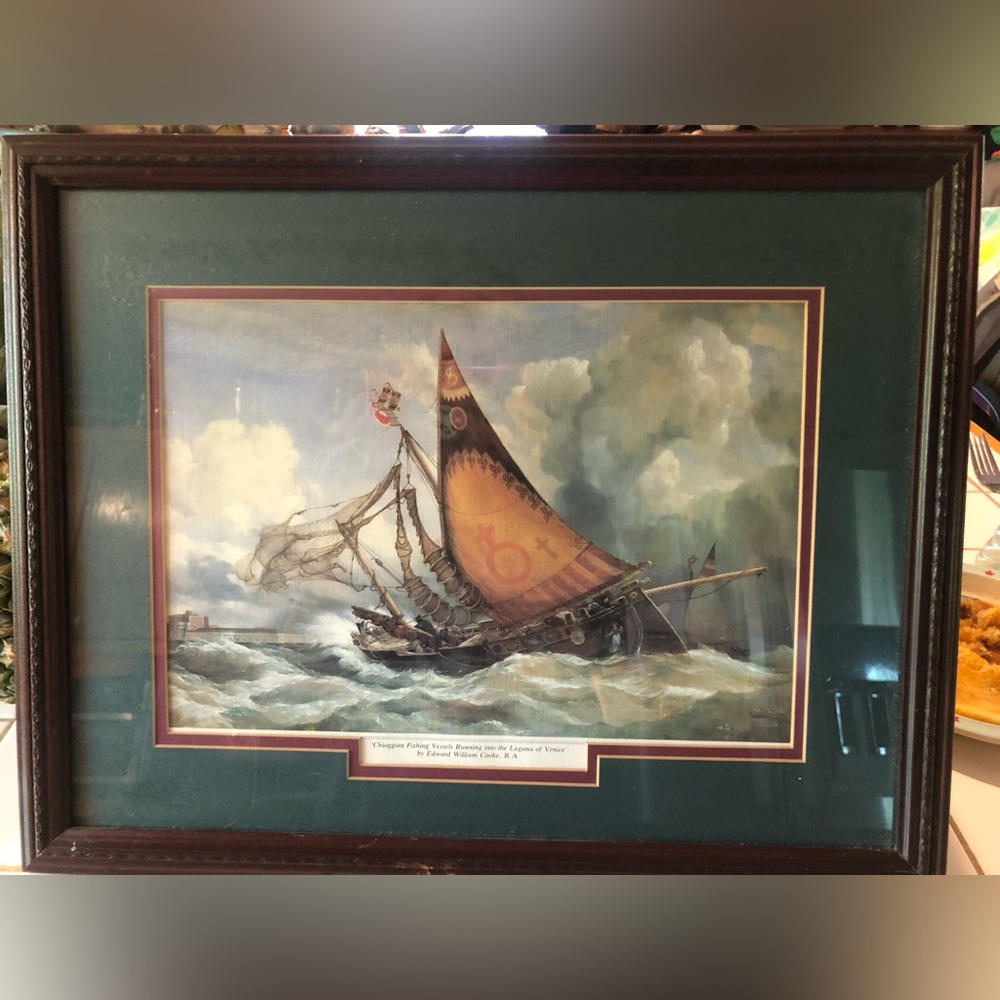 Cherry wood professionally framed pirate ship